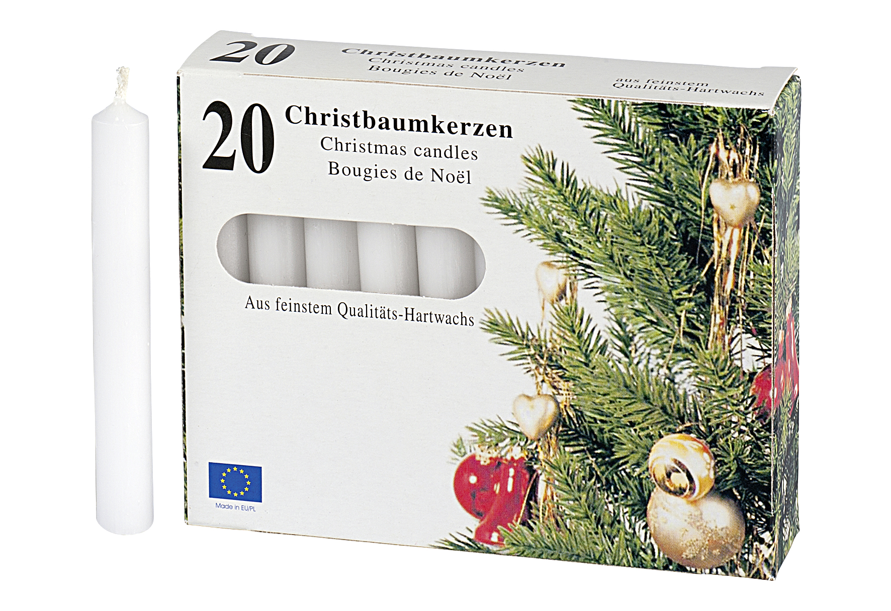 Baumkerze 9,6cm Ø1,2cm weiß 20 Pack