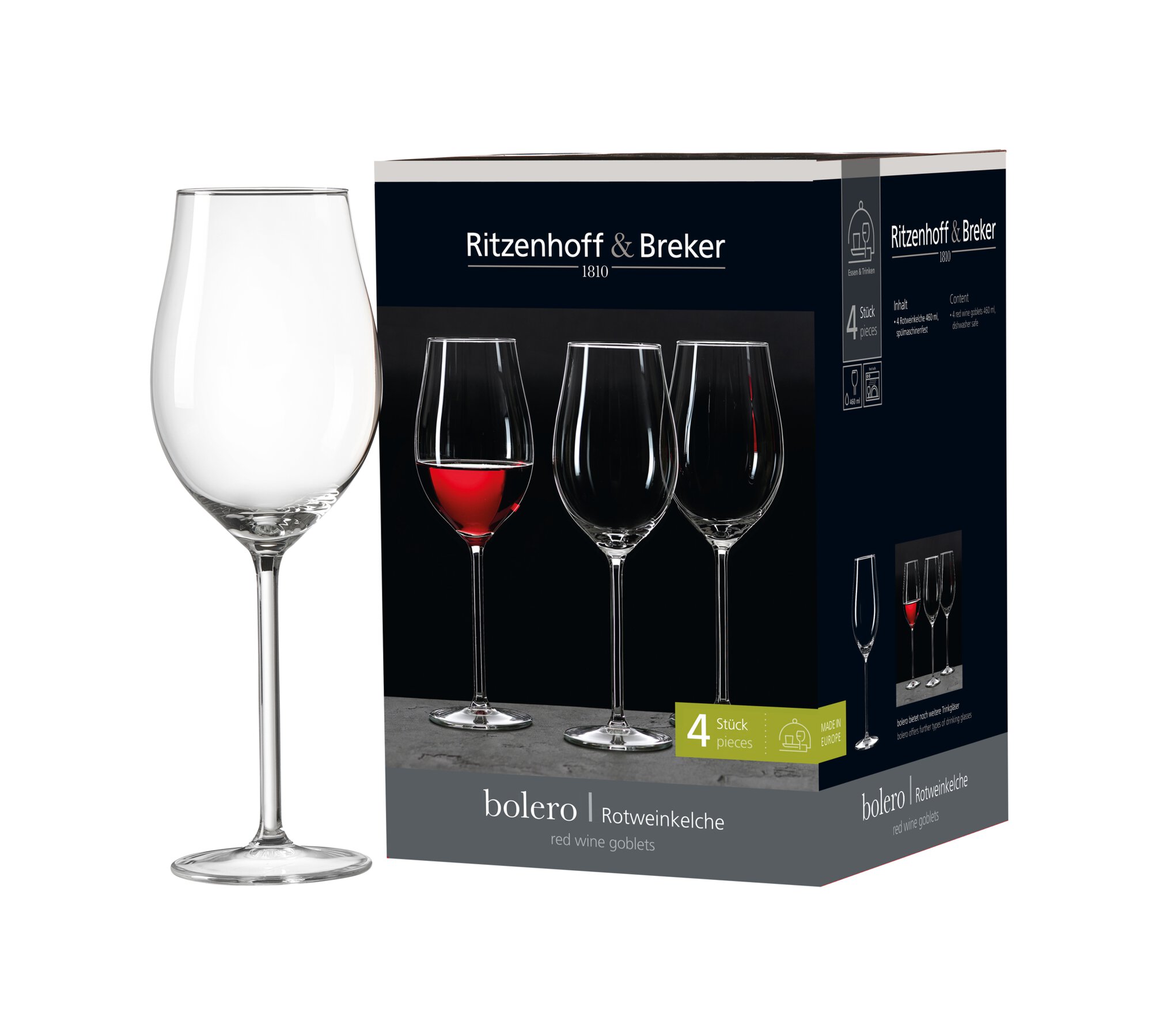 4er Set Rotwein 460 ml Bolero